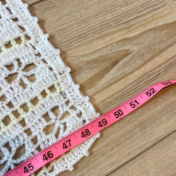 Soft White & Yellow Crocheted Afghan - Perfect for Lap, Crib, or Decor! 46"x49" - Picture 6 of 6